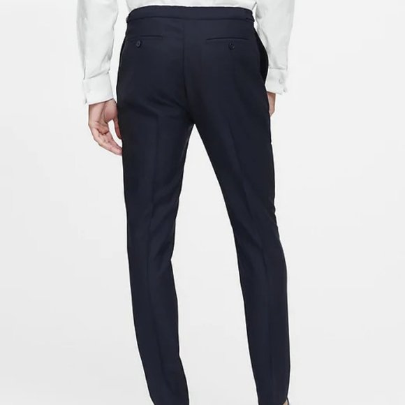 Banana Republic Slim Tapered Tuxedo Pants 38/32 Navy - Picture 3 of 7
